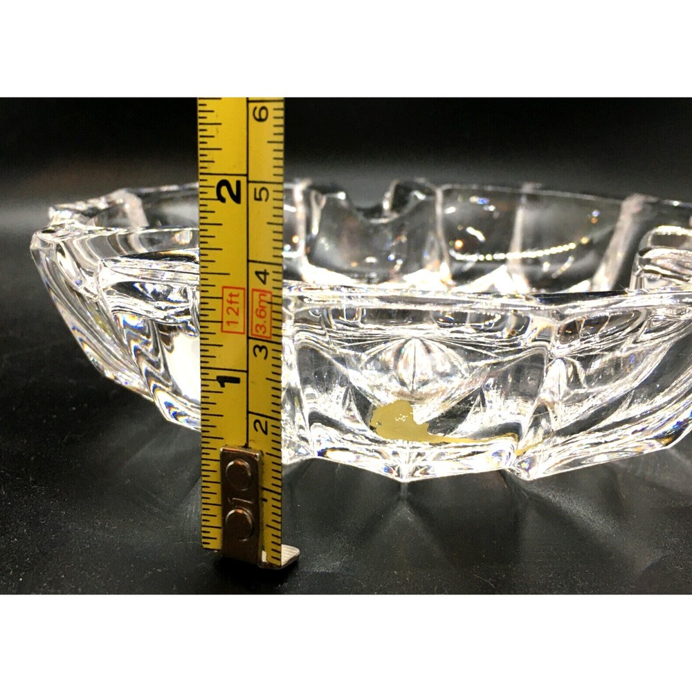Gorham Crystal Full Lead Cut Glass Ashtray 6" Heavy Vintage Unused West Germany - Picture 10 of 10